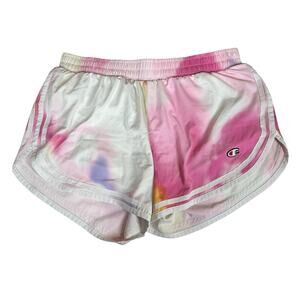Champion Womens S Pink Tie Dye Double Dry Lined Varsity 3.5" Athletic Shorts